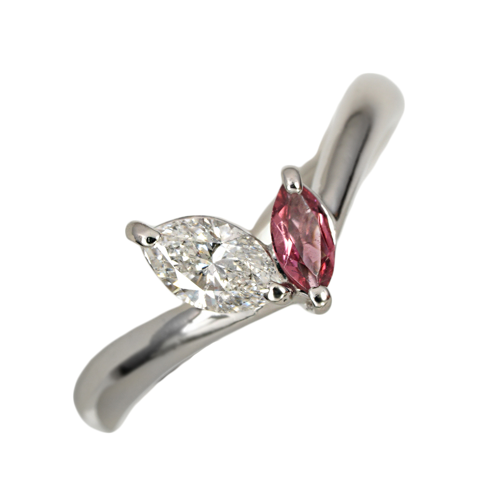 ダイヤモンド0.50ct/ピンク石  Pt900  リング